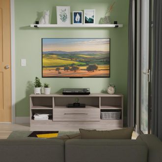 Welcome Furniture Wellington Ready Assembled Wide 1 Drawer TV & Media Unit in Grey Oak - Welcome Furniture | TJ Hughes