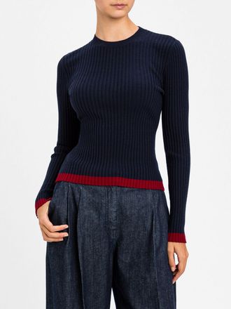 Twin-Set Slim Fit Viscose Blend Jumper with Contrast Trims