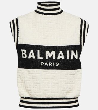 Balmain Logo jacquard boucle top