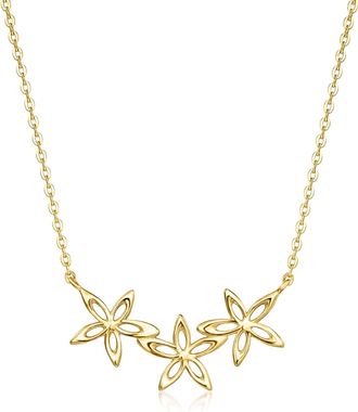 RS Pure by Ross-Simons Italian 10kt Yellow Gold Flower Trio Necklace