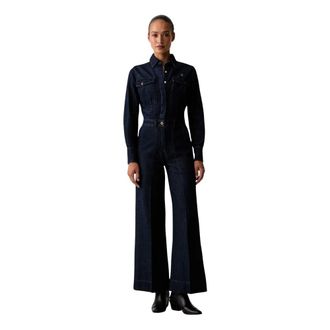 Aeronautica Jumpsuits & Playsuits, Dames, Blauw, 3Xl, Katoen, Jumpsuit met wijde pijpen