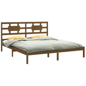 vidaXL Bed Frame without Mattress Honey Brown 200x200 cm Solid Wood Vidaxl