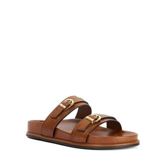 Dune London Womens Ladies Lissons - Double Strap Slip-On Sandals - Tan Suede - Size UK 7