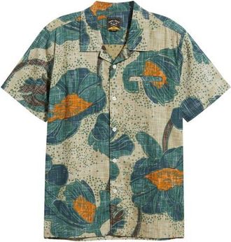 Dark Seas Bloom Floral Cotton Camp Shirt in Aloe at Nordstrom, Size Large