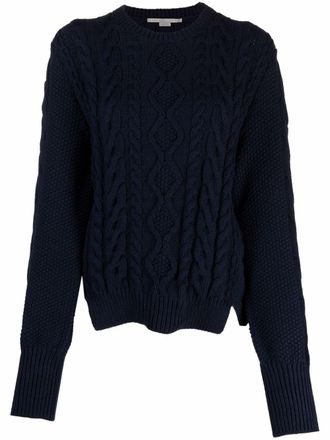 Stella McCartney long-sleeve cable-knit jumper - women - Cotton/Polyester - 44 - Blue