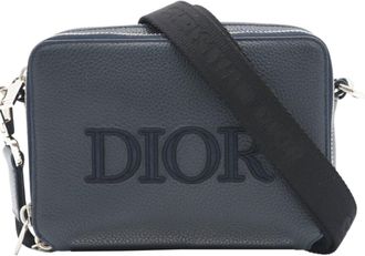 Dior Navy Leather Messenger Bag Shoulder Bag (Pre-Owned)