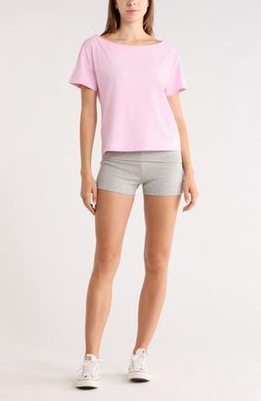 Abound Slashed Neck Relaxed Short Sleeve T-Shirt in Pink Sweet at Nordstrom Rack, Size X-Small