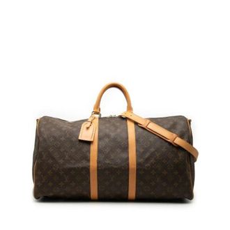 Louis Vuitton Pre-owned Weekend Bags, female, Brown, Size: ONE SIZE Pre-owned Keepall Bandouliere 55