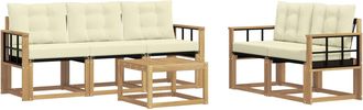 vidaXL Conjunto De Sof&aacute;s De Exterior 6 Uds. Blanco Y Crema Vidaxl
