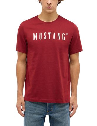 Mustang Kurzarmshirt MUSTANG Herren Style Austin, Herren, Gr. 5XL, rot (dunkelrot), Jersey, 100% Baumwolle, Rundhals, Shirts Kurzarmshirt
