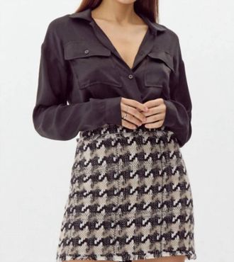 Greylin Lenny Houndstooth Tweed Mini Skirt In Black Multi