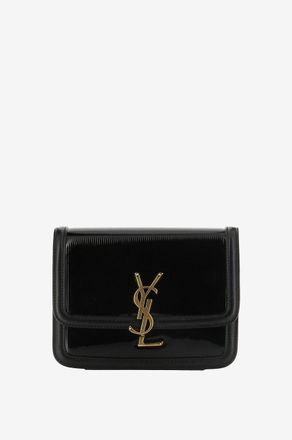 Saint Laurent Kleine Schultertasche aus gerilltem Lackleder Solferino