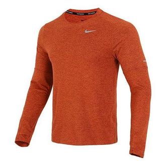 Nike Mens Nike Reflective Logo Training Sports Running Long Sleeves Orange Red T-Shirt DD4755-670