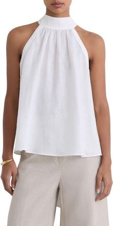 Reiss Andi Sleeveless Linen Mock Neck Top in Ivory at Nordstrom, Size 14 Us