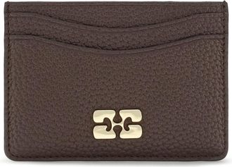 Ganni Womens Card Holder Grained Chicory Coffee Recycled Polyester Wallets & Purses