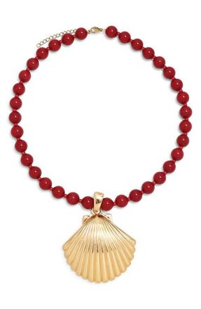Petit Moments Creek Shell Pendant Necklace in Red/Gold at Nordstrom