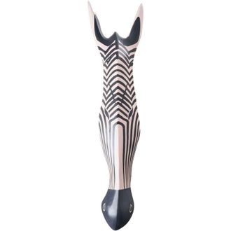 Beliani Decoraci&oacute;n De Pared Motivo Animal Cebra Hecho A Mano Estilo Boho Swahili Madera De Mango Blanco Y Negro Gboko