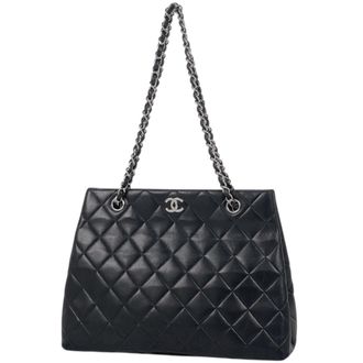 Chanel Black Leather Shoulder Bag Tote Bag (Pre-Owned)