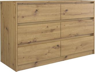 Hucoco Iris 120 C&oacute;moda Moderna Sala De Estar Dormitorio Oficina 120x75x40cm 6 Cajones Armario De Almacenamiento Aspecto De Madera
