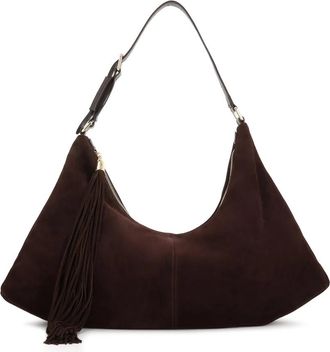 Kazar Grote Su&egrave;de Handtas - Dames - Schoudertassen - Bruin - ONE Size - Su&egrave;de - Tassen
