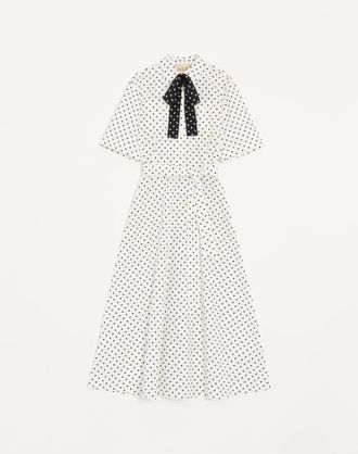 Valentino Abito Midi In Popeline Stampa Plusdepois Donna BIANCO/ NERO 38