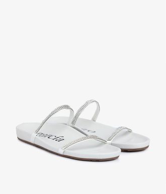 Pedro Garcia Fussbett crystal sandal in white leather | Amanda | essentials
