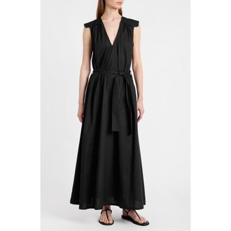 Santorelli Niu Cap Sleeve Maxi Dress in Black at Nordstrom, Size X-Large