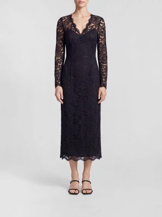 Dolce & Gabbana Abito da sera midi in pizzo trasparente con scollo a V