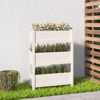 vidaXL Vidaxl - Jardinera De Madera Maciza De Pino Blanco 77x25x104,5 Cm