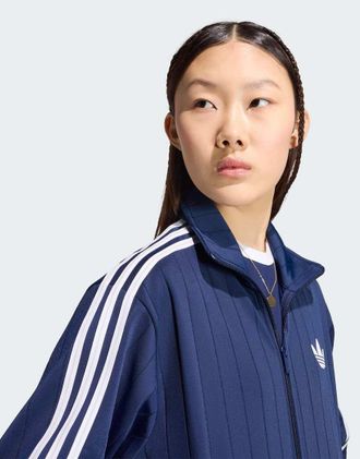 adidas Originals Pinstripe Firebird - Top sportivo ampio indaco notte/bianco/grigio-Viola