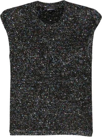 Emporio Armani Top de punto con lentejuelas - Knitwear - Mujer - Negro - XL