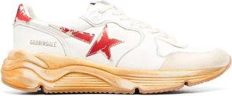 Golden Goose Running Sole Sneakers With Red Leather Star And Heel Tab Shoes