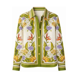 Farm Rio FARM Rio, Shirts, female, Multicolor, Size: XS Tropical Scarf Shirt