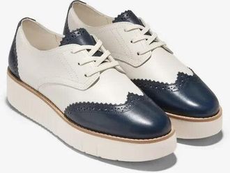 Cole Haan Grand City W31495 Oxford Womens Ivory Navy Platform Shoes ZOGG421