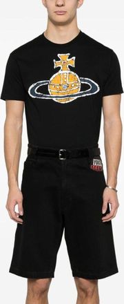 Vivienne Westwood Mens Time Machine Orb Logo T-Shirt Black Clothing > Polo & T-Shirts