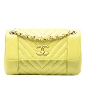 Chanel Pre-owned Vintage Flap Shoulder Bag - Dames - Pre-owned - Geel - Maat: ONE Size Leer