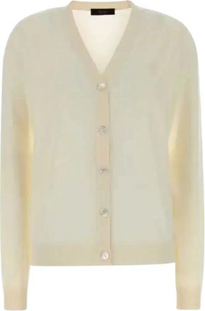 Gucci Fijne Wol Cardigan met Borduurwerk - Dames - Truien - Wit - Maat: S Wol