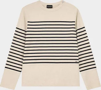 Emporio Armani Men & apos;s Striped Cotton-Linen Jersey Sweater