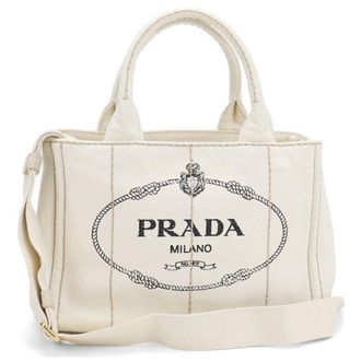 Prada White Cotton Canvas Tote Bag (Pre-Owned)
