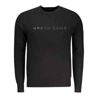 North Sails Round-neck Knitwear, male, Black, Size: 2XL Viscose Sweater with 3D Lettering