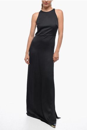 Burberry Silk Satin JANIE Maxidress with Draped Neckline size 44