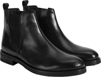 Desa Man Leather Ankle Boots - Slip-On, Round Toe, Low Heel, Breathable | Black - 45