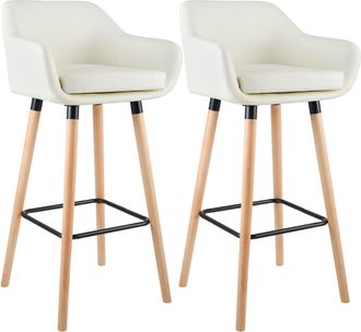 Clp Clp - Set De 2 Taburetes Grant En Simil Cuero Crema