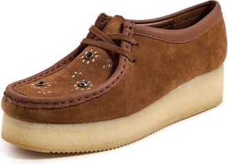 Clarks Womens Wallacraft Bee Studd Shoes, Brown/Orange Suede, 5.5 UK