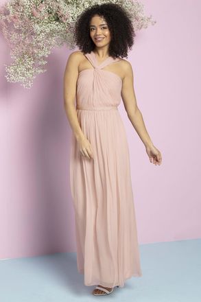 Roman Bead Embellished Chiffon Maxi Dress