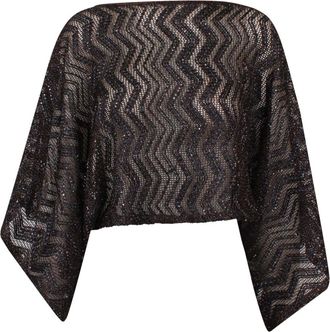 Missoni Blouses, female, Brown, Size: XS Cropped Mesh Top with Kimono Sleeves