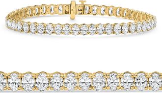 Pompeii3 E/VS 10Ct Oval Cut Diamond Tennis Bracelet 7 14k Yellow Gold Lab Grown