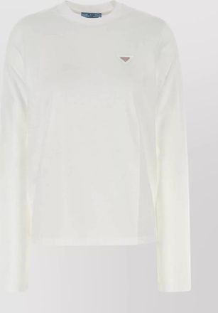 Prada cotton crew neck t-shirt long sleeves