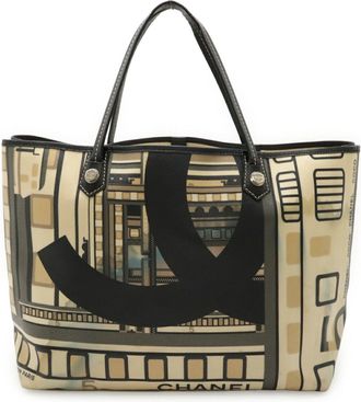 Chanel Navy Pvc Leather Shoulder Bag Tote Bag (Pre-Owned)