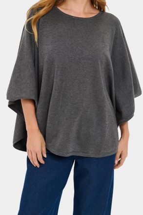 Saint Tropez Strickponcho SAINT TROPEZ BilliSZ Poncho, Damen, grau iron melange, Strick, Obermaterial: 80% Viskose, 20% Polyacryl, meliert, loose fit h&uuml;ftbedeckend